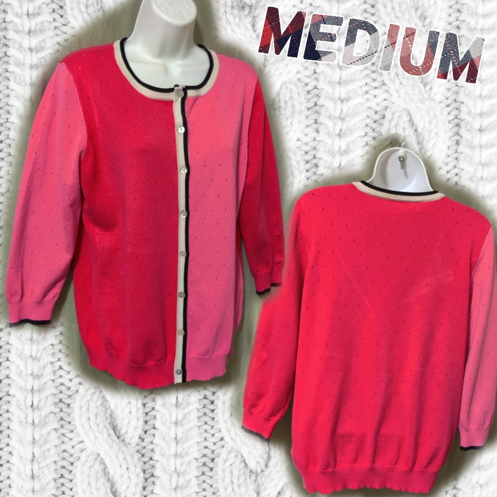 🗺️JOSEPH A qu' est-ce quec'est Silk Cardigan Block Sweater Pink ¾ length sleeve